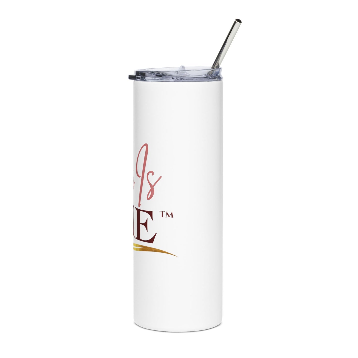 20oz Stainless Tumbler — 'She Is Mine' Rose Gold Script Bridal Couple Tumbler