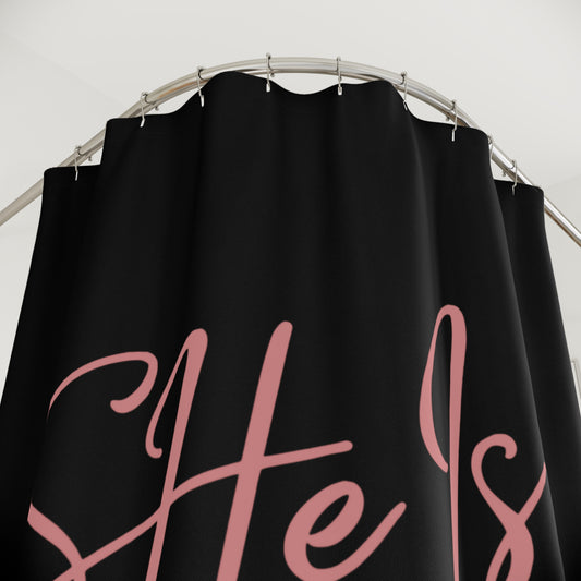SHe Is Me Shower Curtain — Inspirational Black & Pink Bathroom Decor