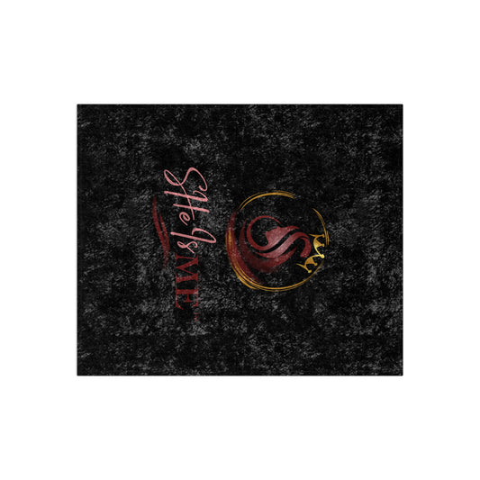 Crushed Velvet Blanket — 'She Is Me' Crowned Swan Luxury Throw