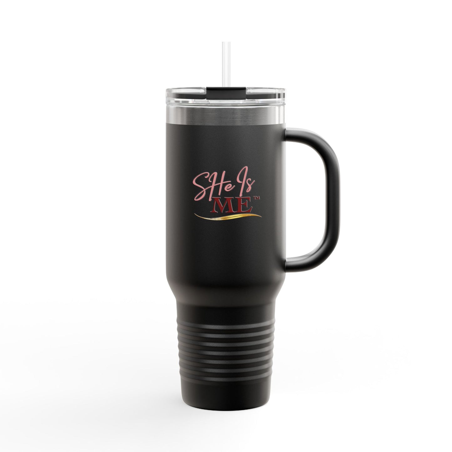 40oz Insulated Travel Mug — "She's Me" Script Design (White)