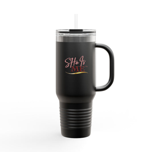 40oz Insulated Travel Mug — "She's Me" Script Design (White)