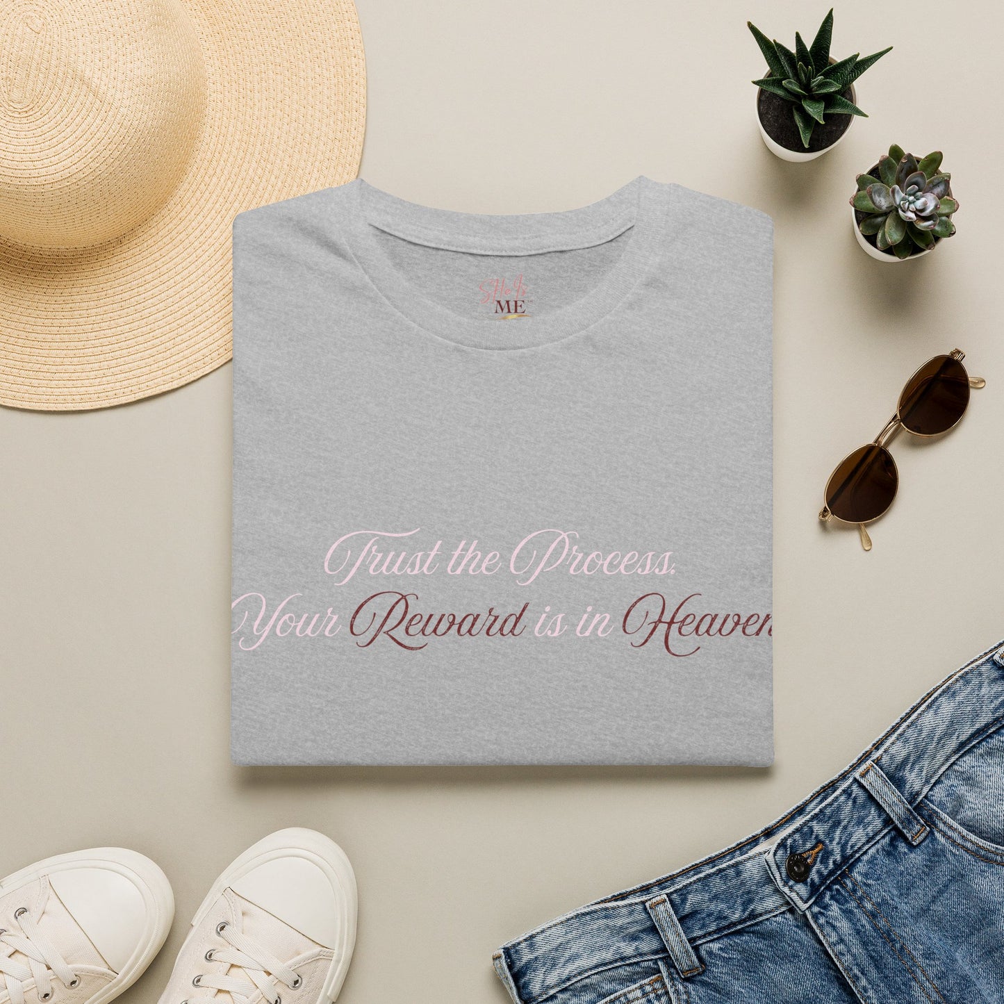 Reward Heaven T-Shirt — Minimal Script Inspirational Tee