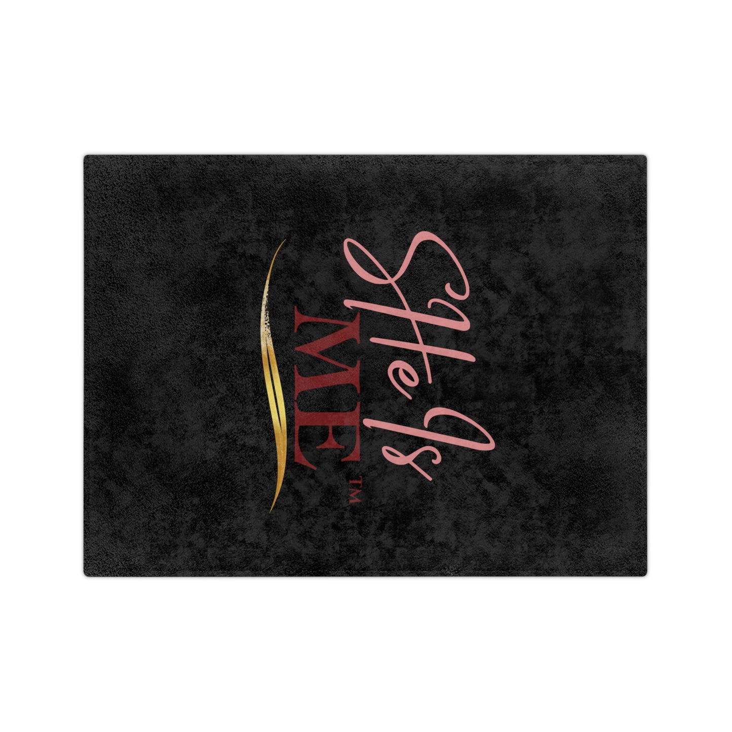 She Is Me Velveteen Microfiber Blanket — Plush Black Throw with Pink & Gold Script