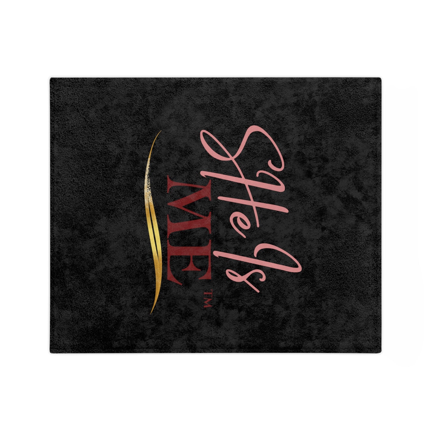 She Is Me Velveteen Microfiber Blanket — Plush Black Throw with Pink & Gold Script