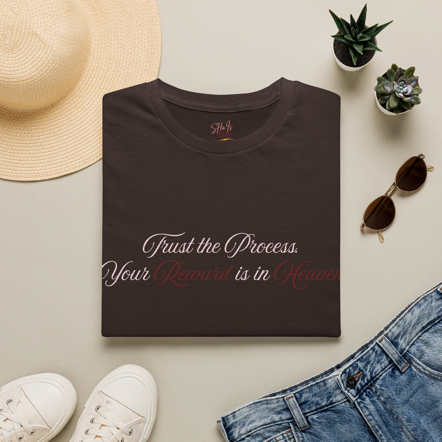 Reward Heaven T-Shirt — Minimal Script Inspirational Tee