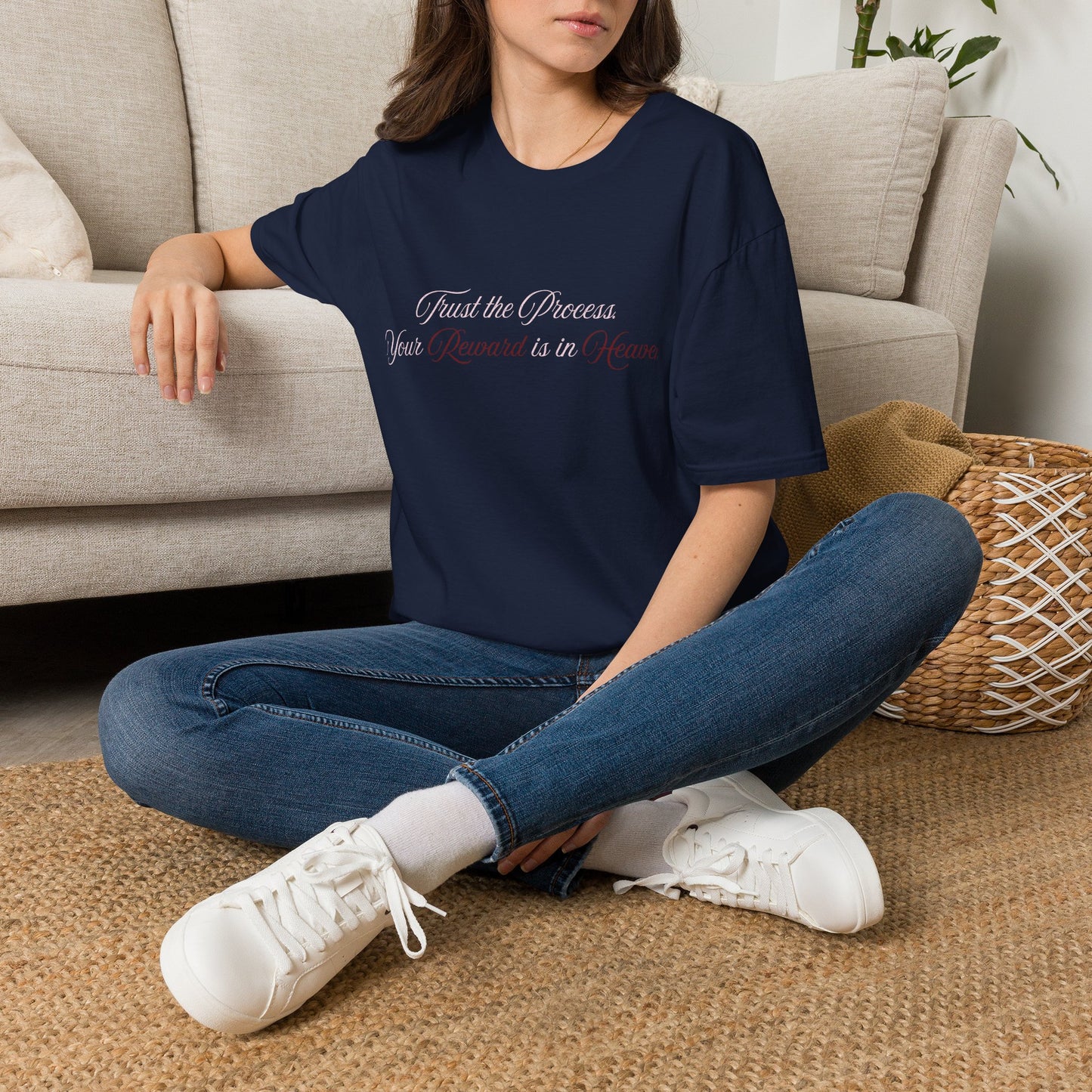 Reward Heaven T-Shirt — Minimal Script Inspirational Tee