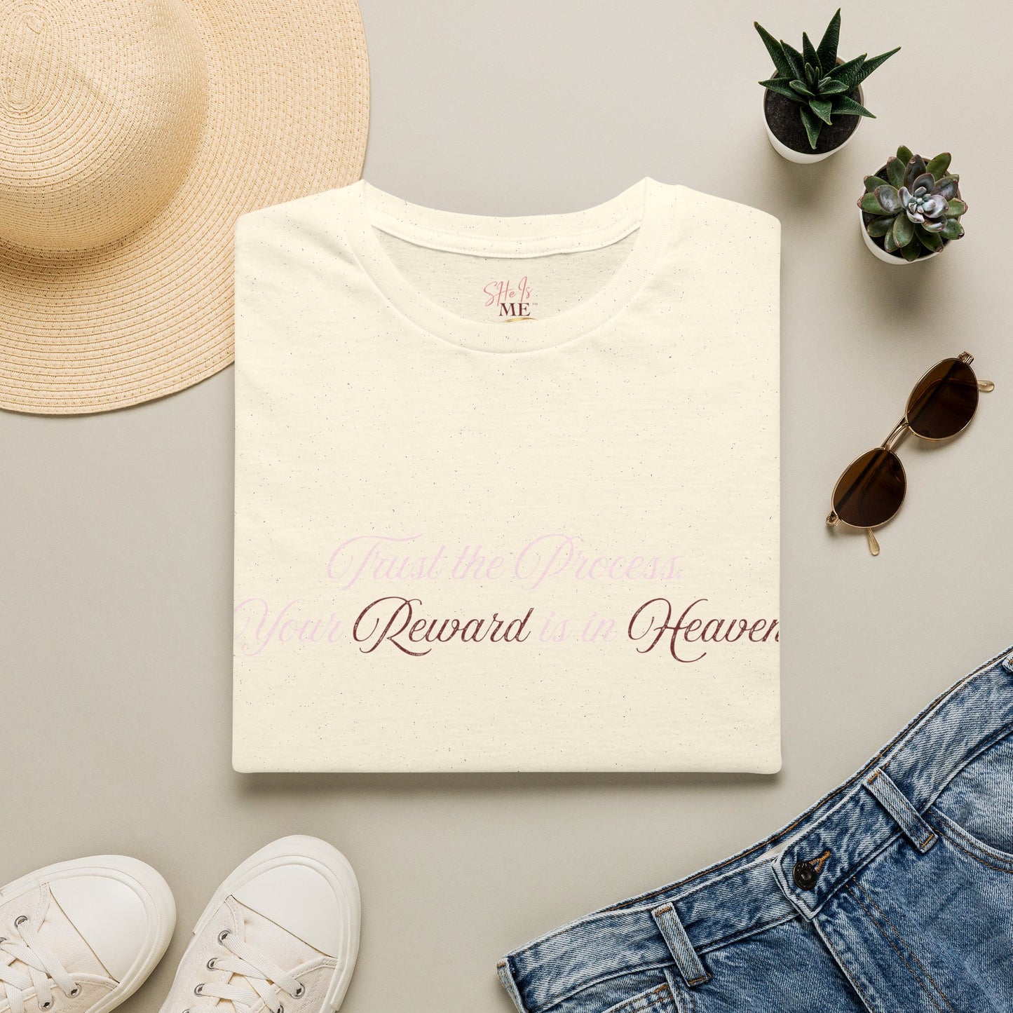 Reward Heaven T-Shirt — Minimal Script Inspirational Tee