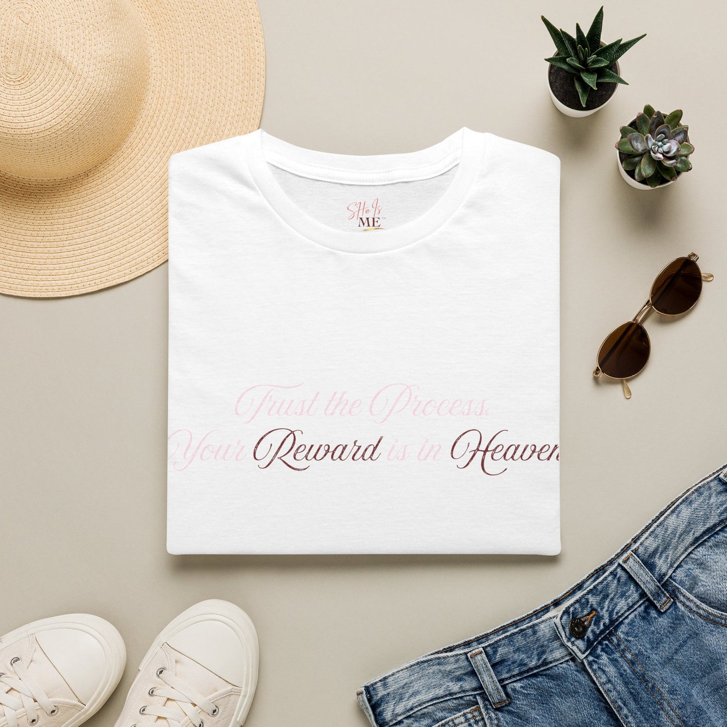 Reward Heaven T-Shirt — Minimal Script Inspirational Tee