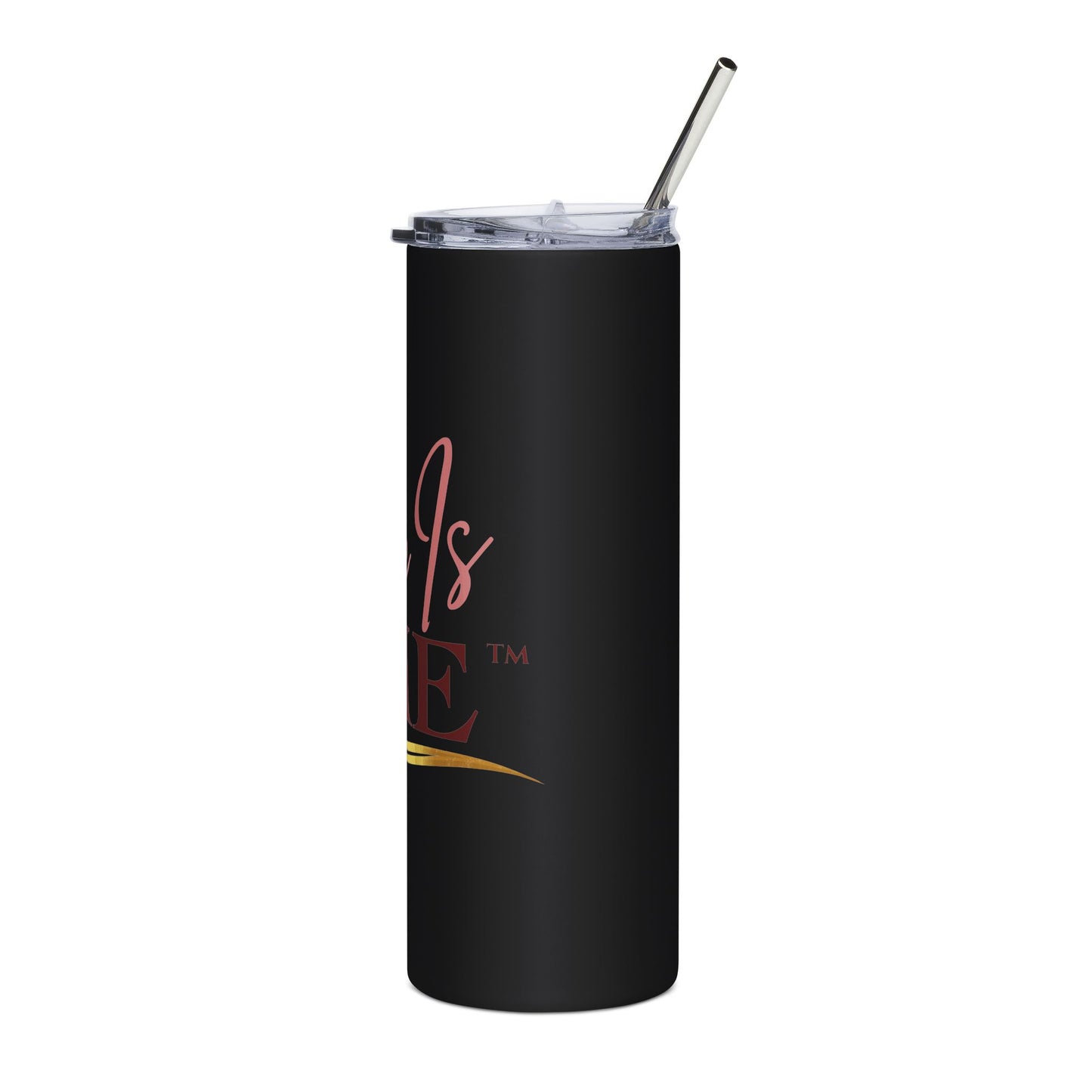 20oz Stainless Tumbler — 'She Is Mine' Rose Gold Script Bridal Couple Tumbler