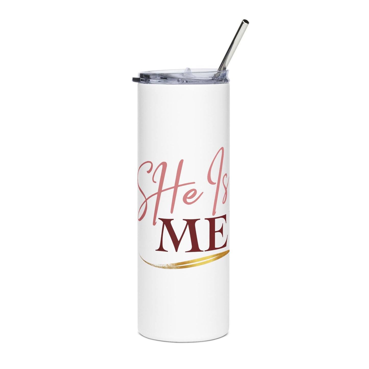 20oz Stainless Tumbler — 'She Is Mine' Rose Gold Script Bridal Couple Tumbler