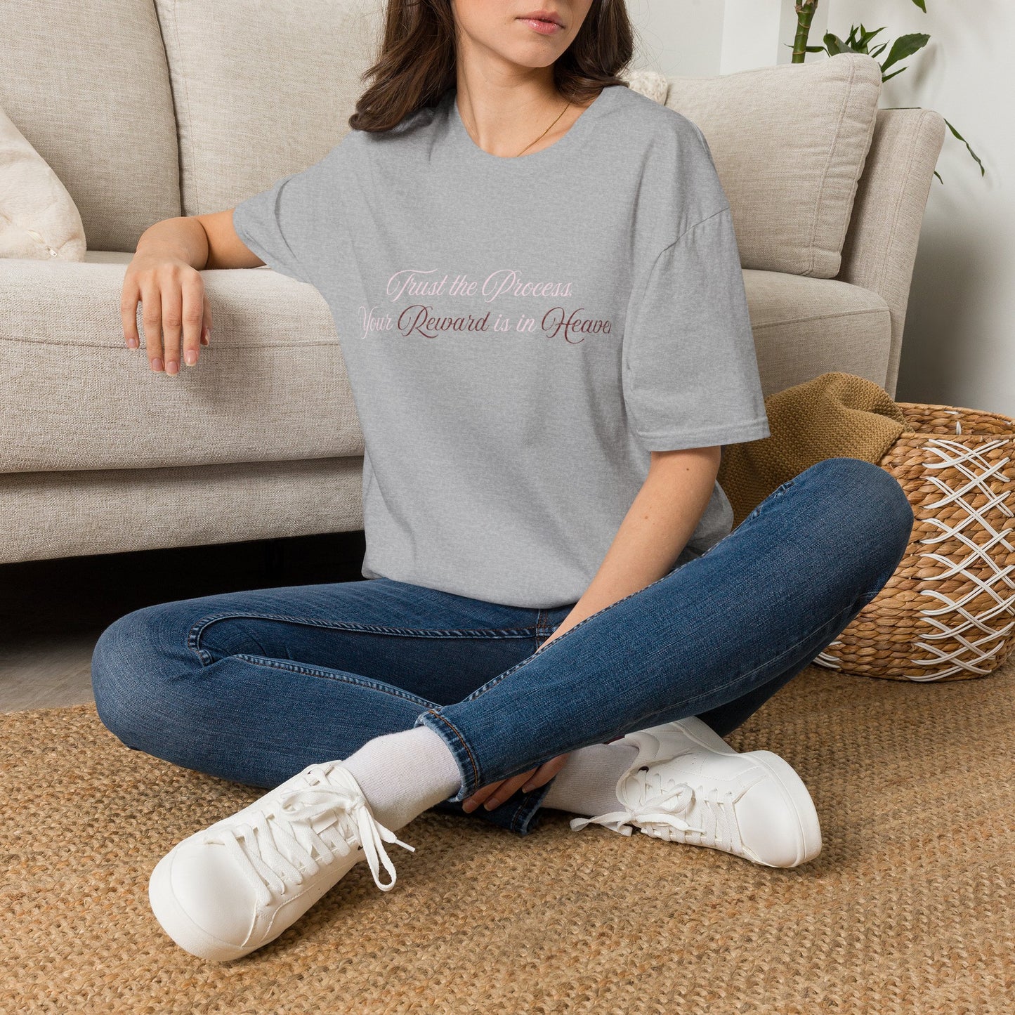 Reward Heaven T-Shirt — Minimal Script Inspirational Tee