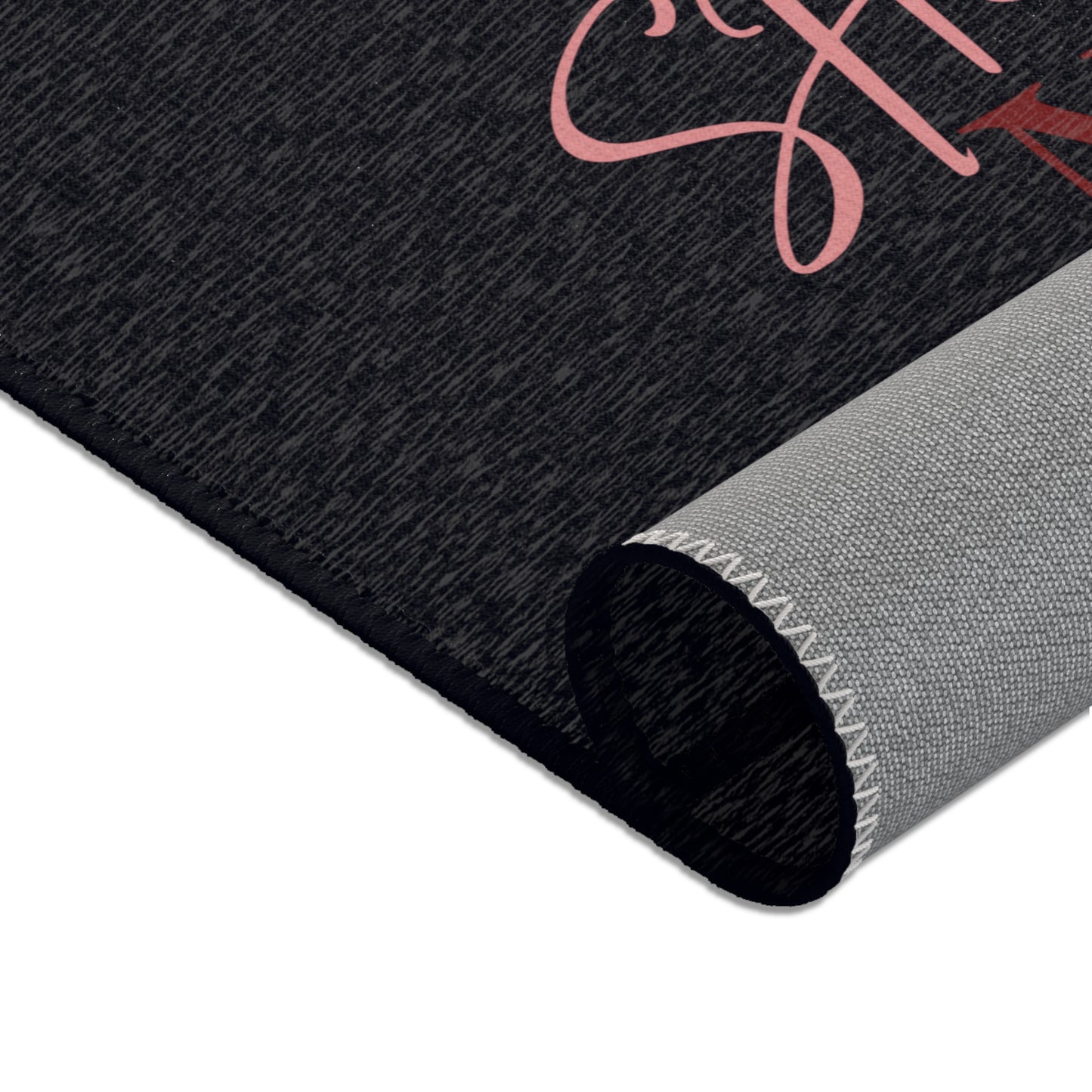 She Is Me Black Area Rug — Inspirational Script Accent Rug for Bedroom, Living Room, or Gift