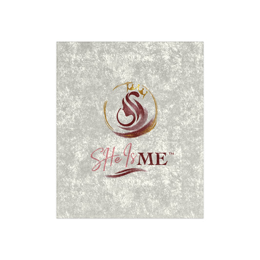 She Is Me Crushed Velvet Throw Blanket — Luxurious Silver Logo Velvet Blanket