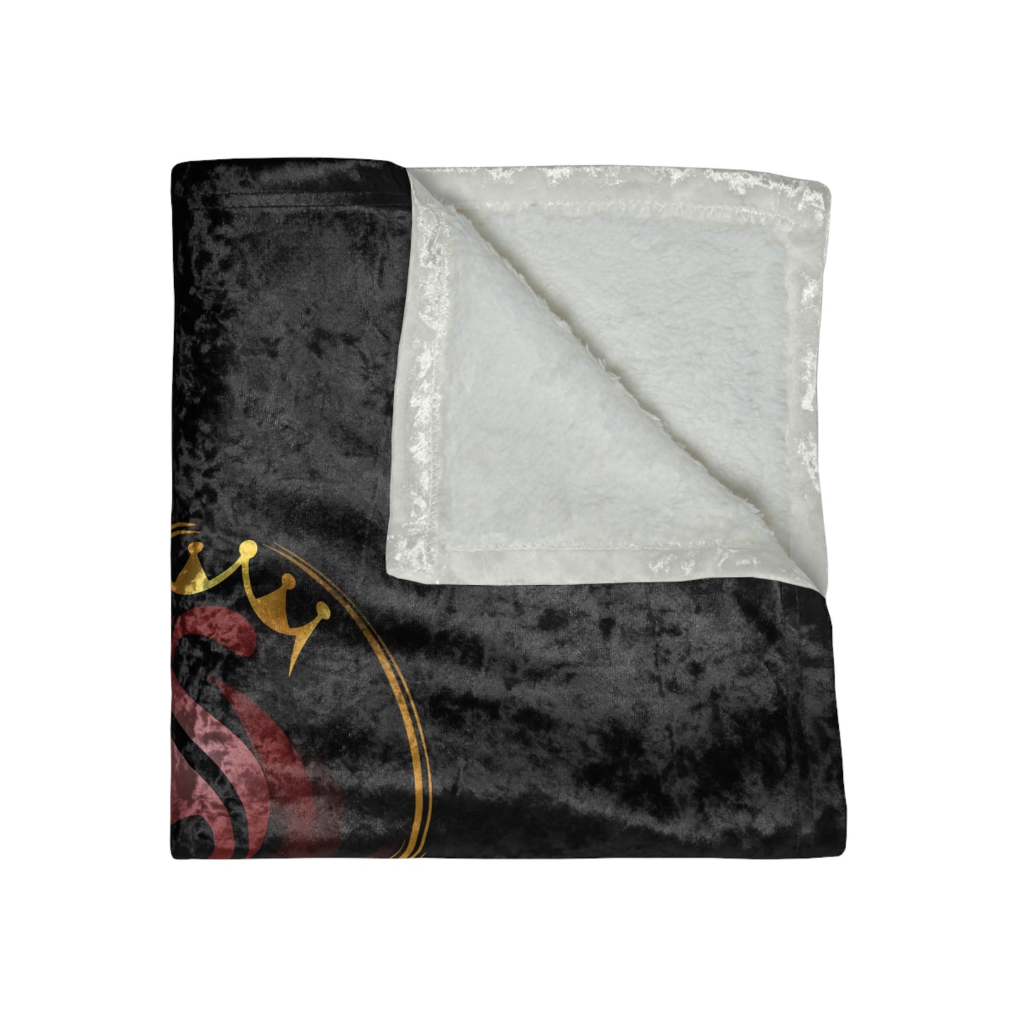 Crushed Velvet Blanket — 'She Is Me' Crowned Swan Luxury Throw