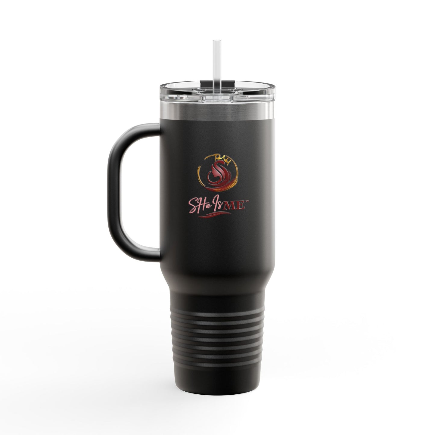 40oz Insulated Travel Mug — "She's Me" Script Design (White)