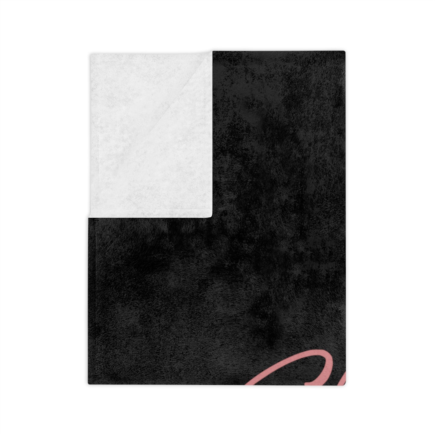 She Is Me Velveteen Microfiber Blanket — Plush Black Throw with Pink & Gold Script
