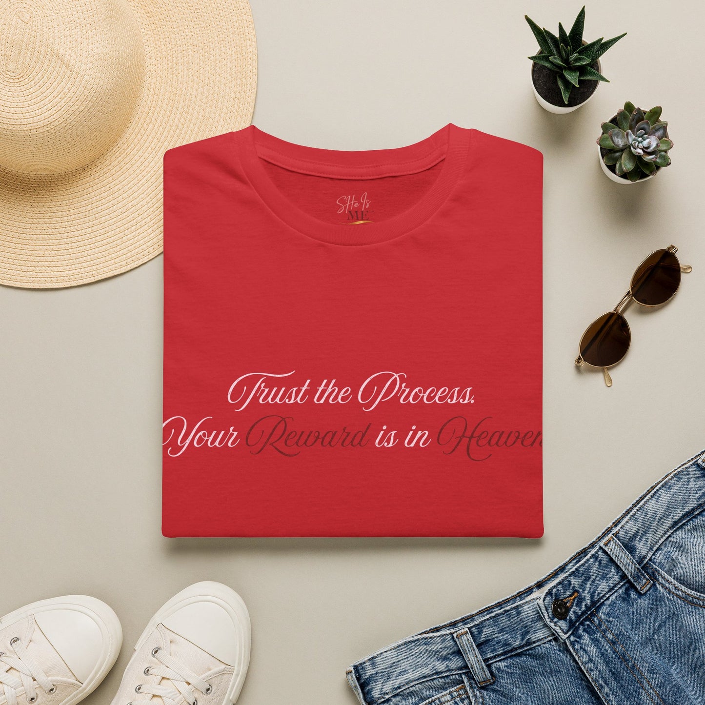 Reward Heaven T-Shirt — Minimal Script Inspirational Tee