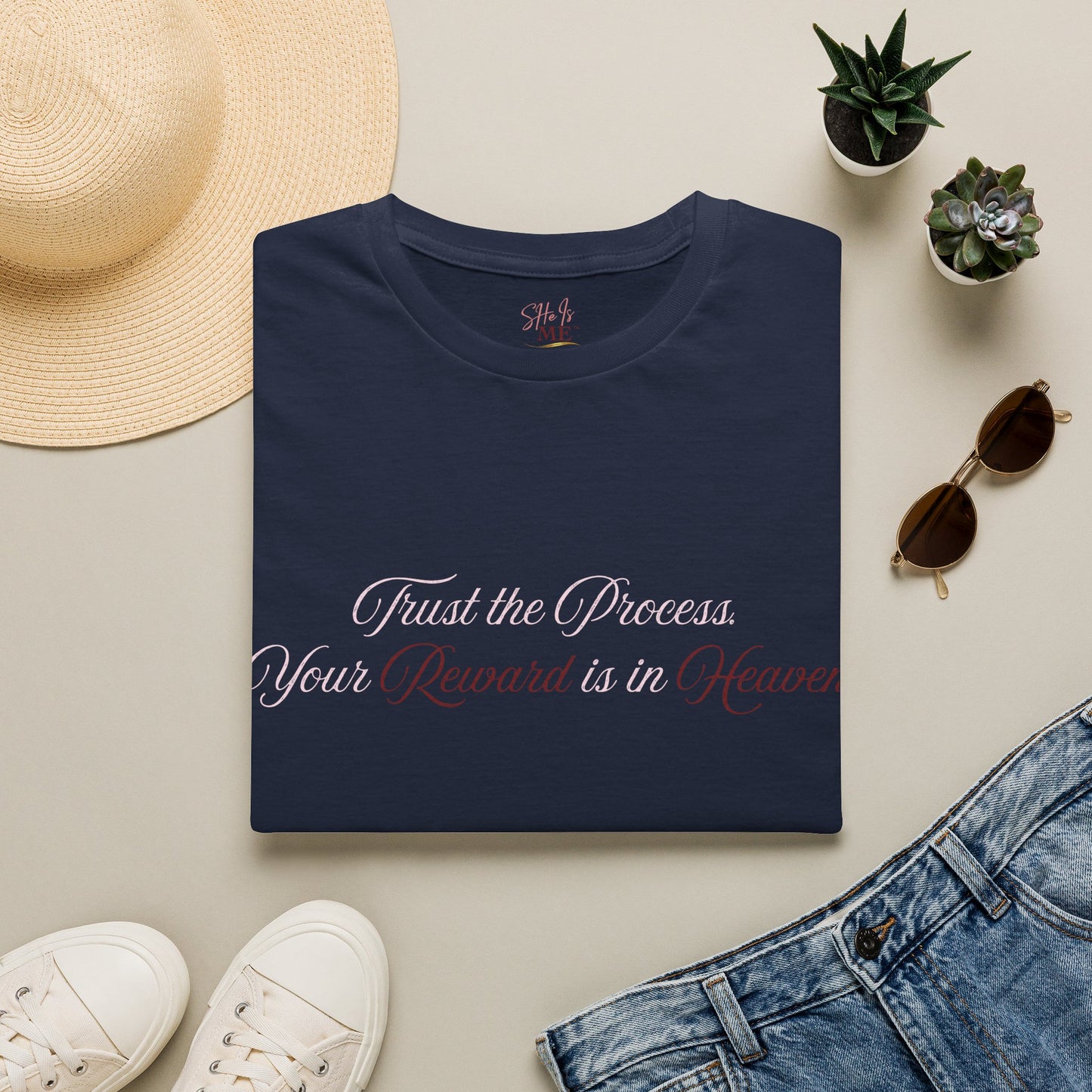 Reward Heaven T-Shirt — Minimal Script Inspirational Tee