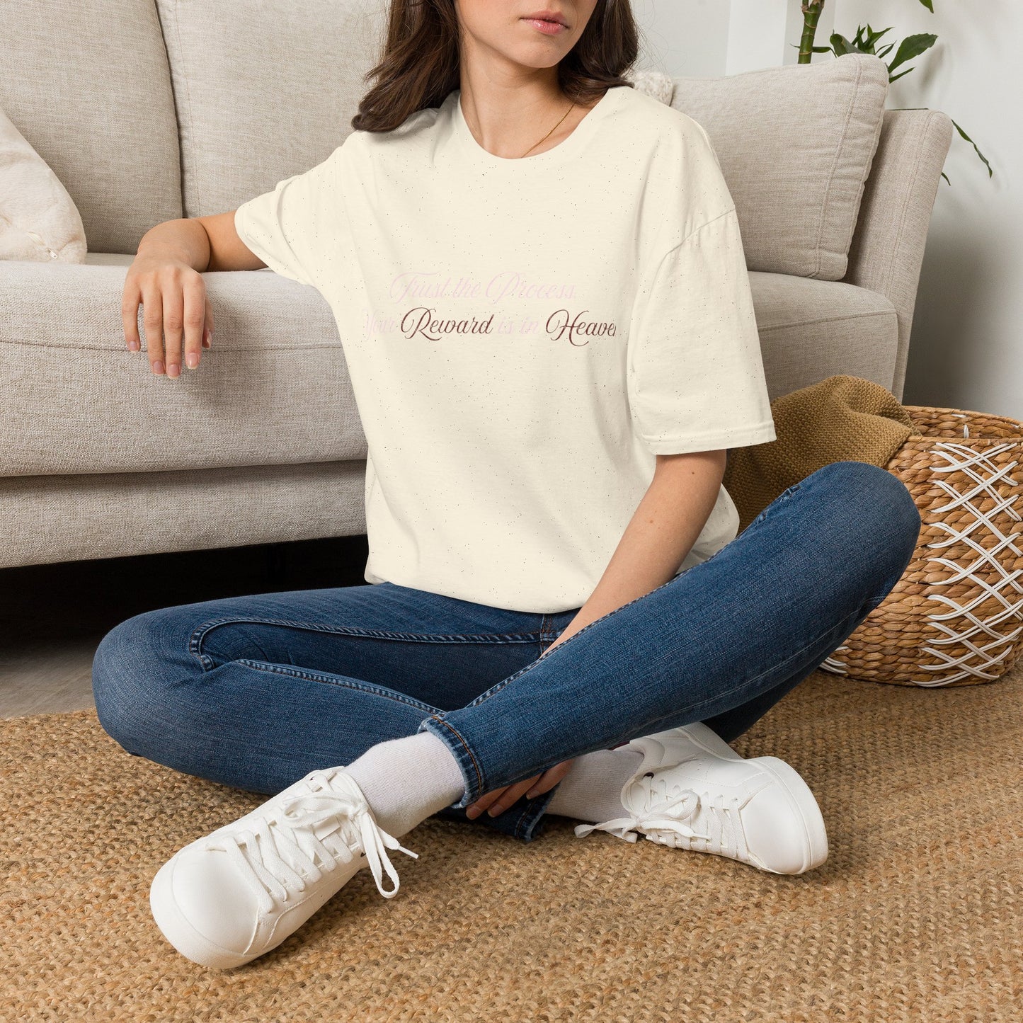 Reward Heaven T-Shirt — Minimal Script Inspirational Tee