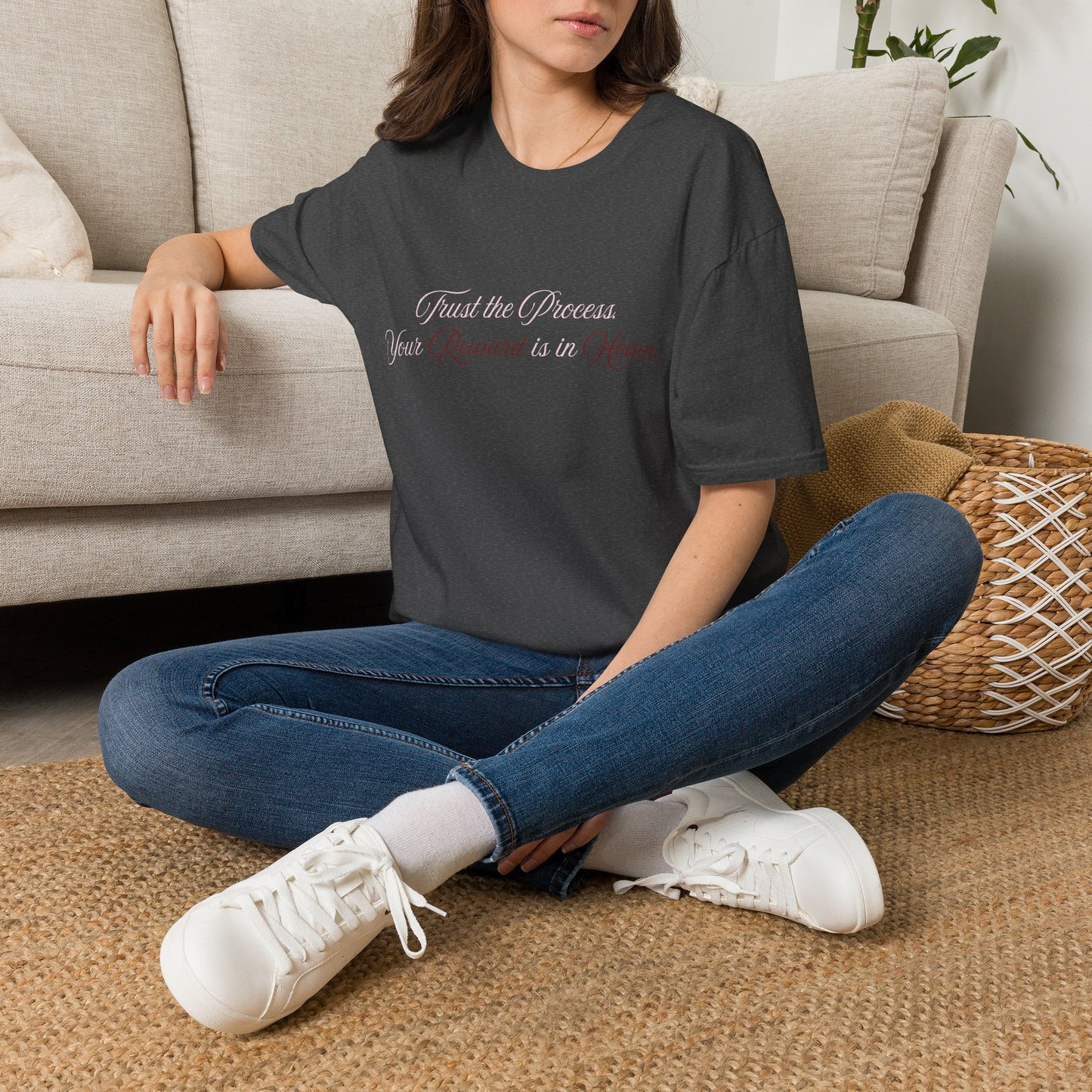 Reward Heaven T-Shirt — Minimal Script Inspirational Tee