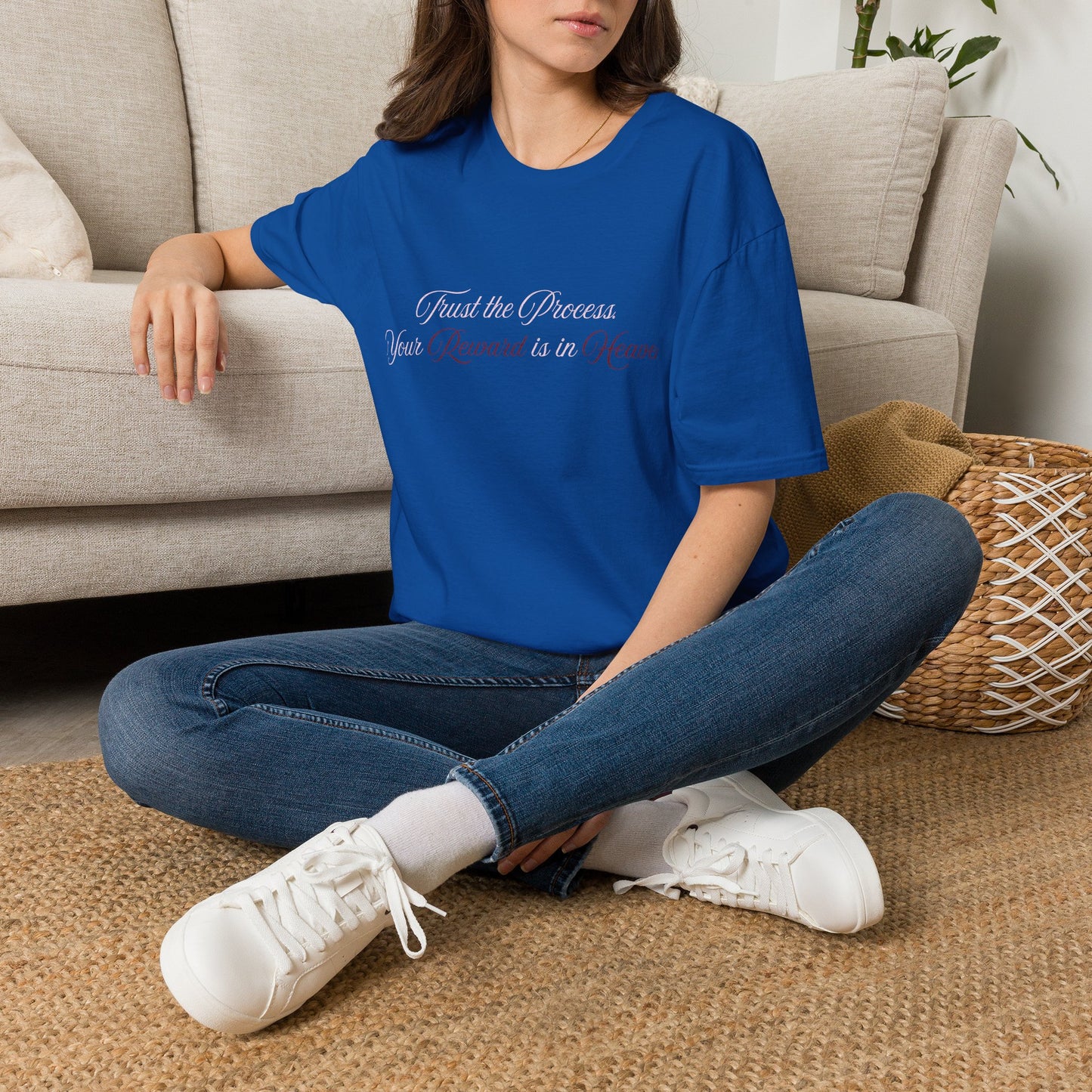 Reward Heaven T-Shirt — Minimal Script Inspirational Tee