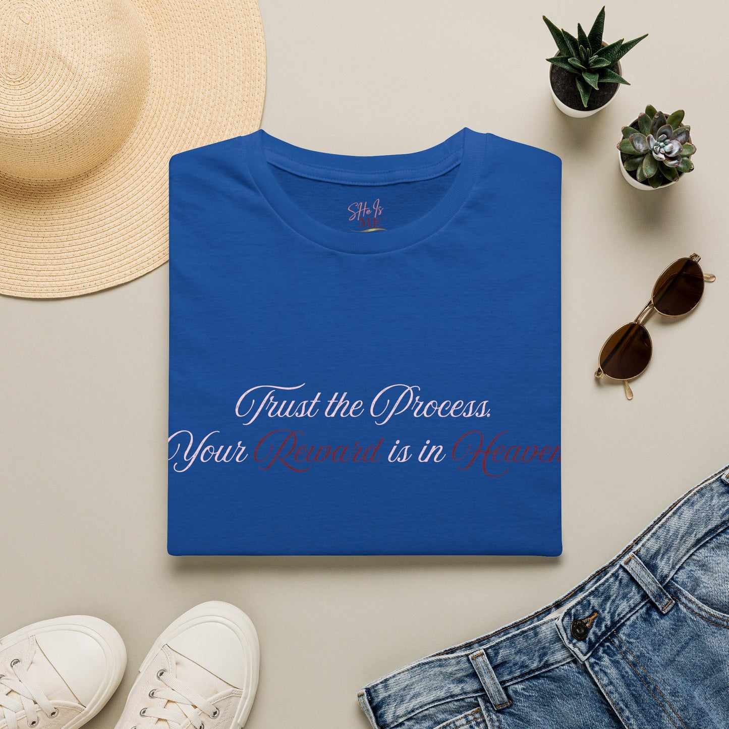 Reward Heaven T-Shirt — Minimal Script Inspirational Tee