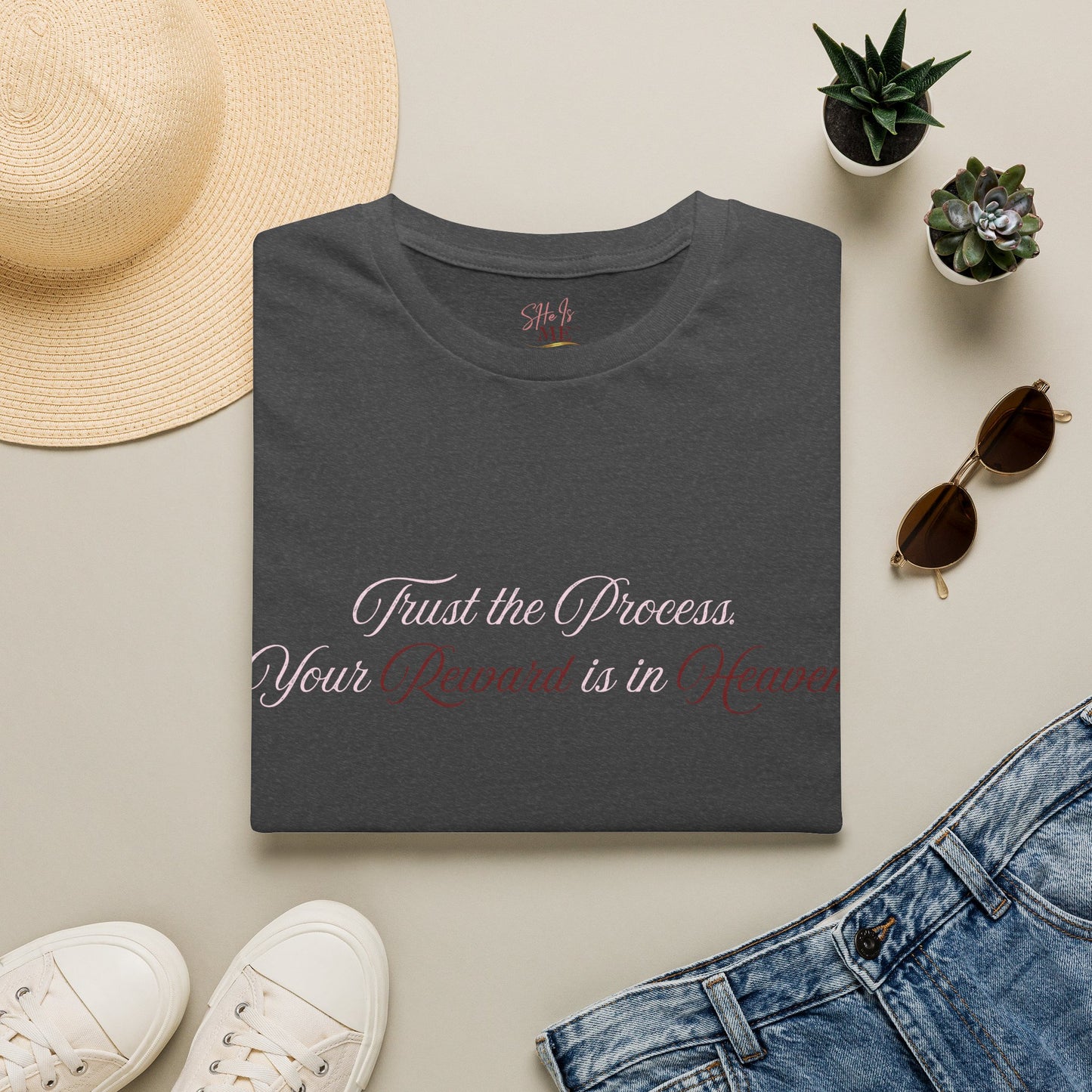 Reward Heaven T-Shirt — Minimal Script Inspirational Tee