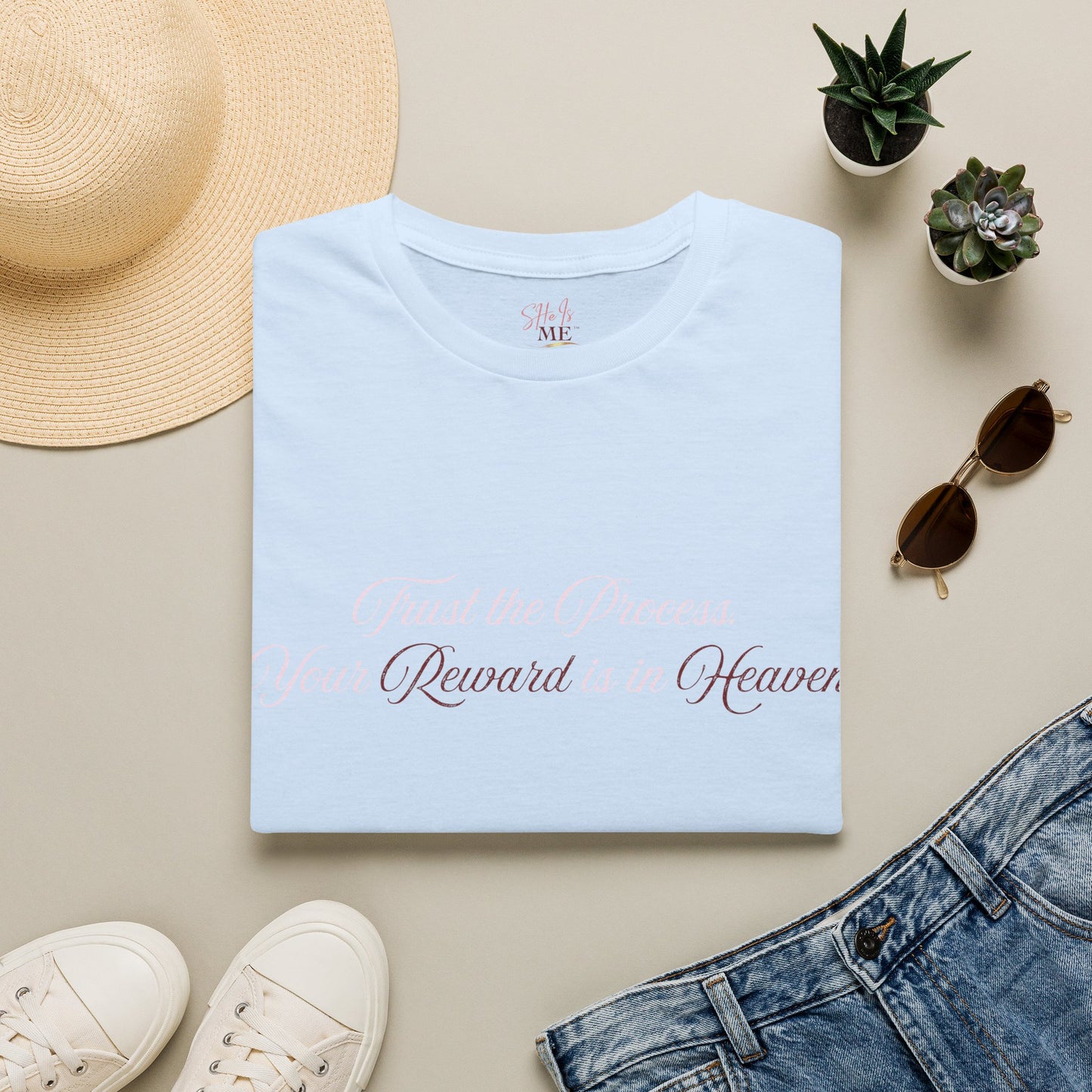 Reward Heaven T-Shirt — Minimal Script Inspirational Tee