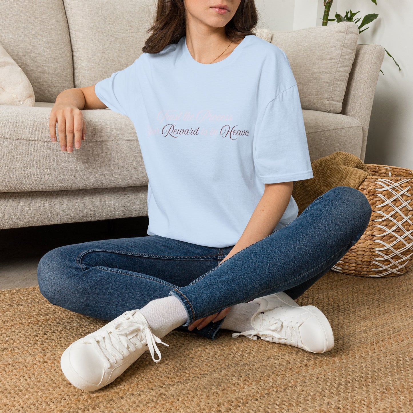 Reward Heaven T-Shirt — Minimal Script Inspirational Tee