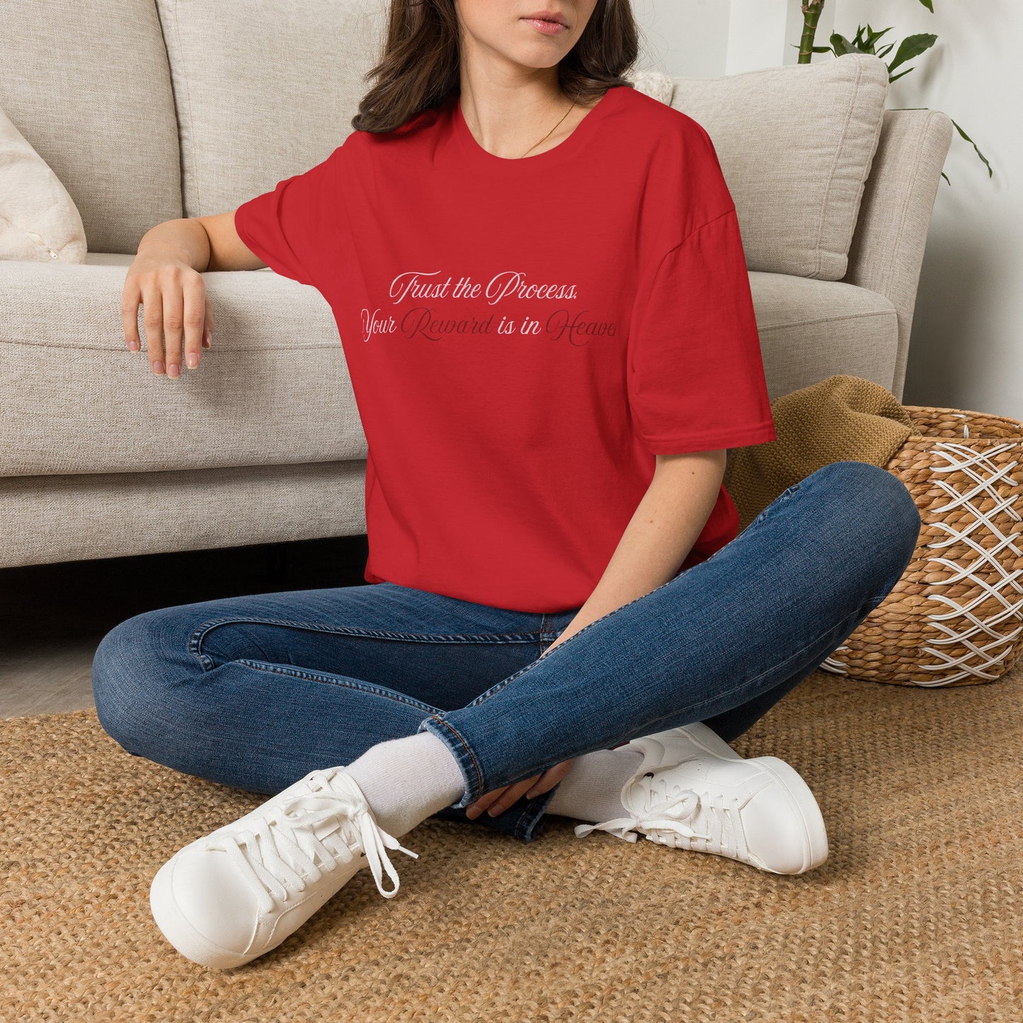 Reward Heaven T-Shirt — Minimal Script Inspirational Tee